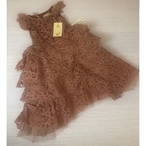 Mia Joy Joyfolie Azalea Dress Ashe Rose Lace Tiered Ruffle Special Occasion Sz 2